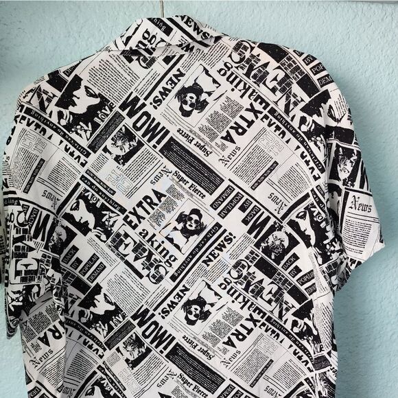 Self esteem novelty newspaper button down shirt blouse - Picture 4 of 8